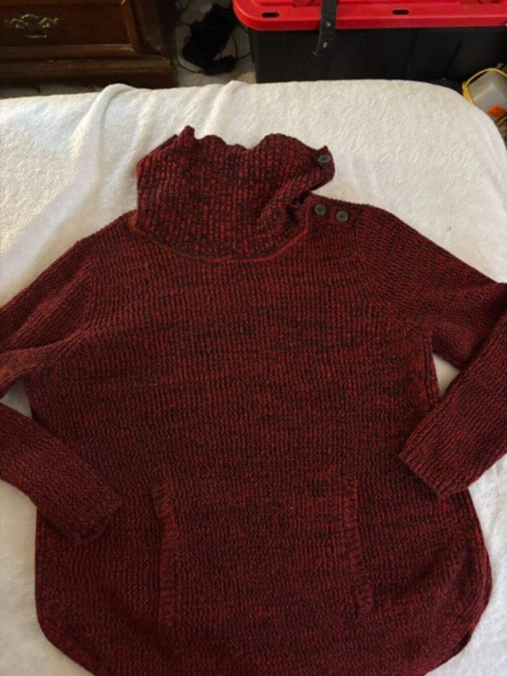 Style & Co Women's 2X Red Knit Cowl Neck Sweater W/ kangaroo Pockets